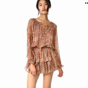 LoveShackFancy Popover Silk Mini Dress
